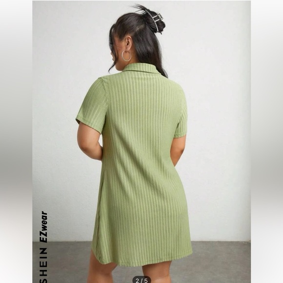Button Front Rib Knit Dress - Picture 2 of 5